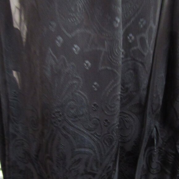 Sheer black shawl scarf with floral & paisley black on black patterns 78" x 21" - Picture 8 of 14